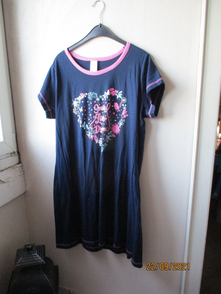 Longshirt/Nachtshirt von Elle Nor, blau/pink/weiß, Größe XL (48/50)