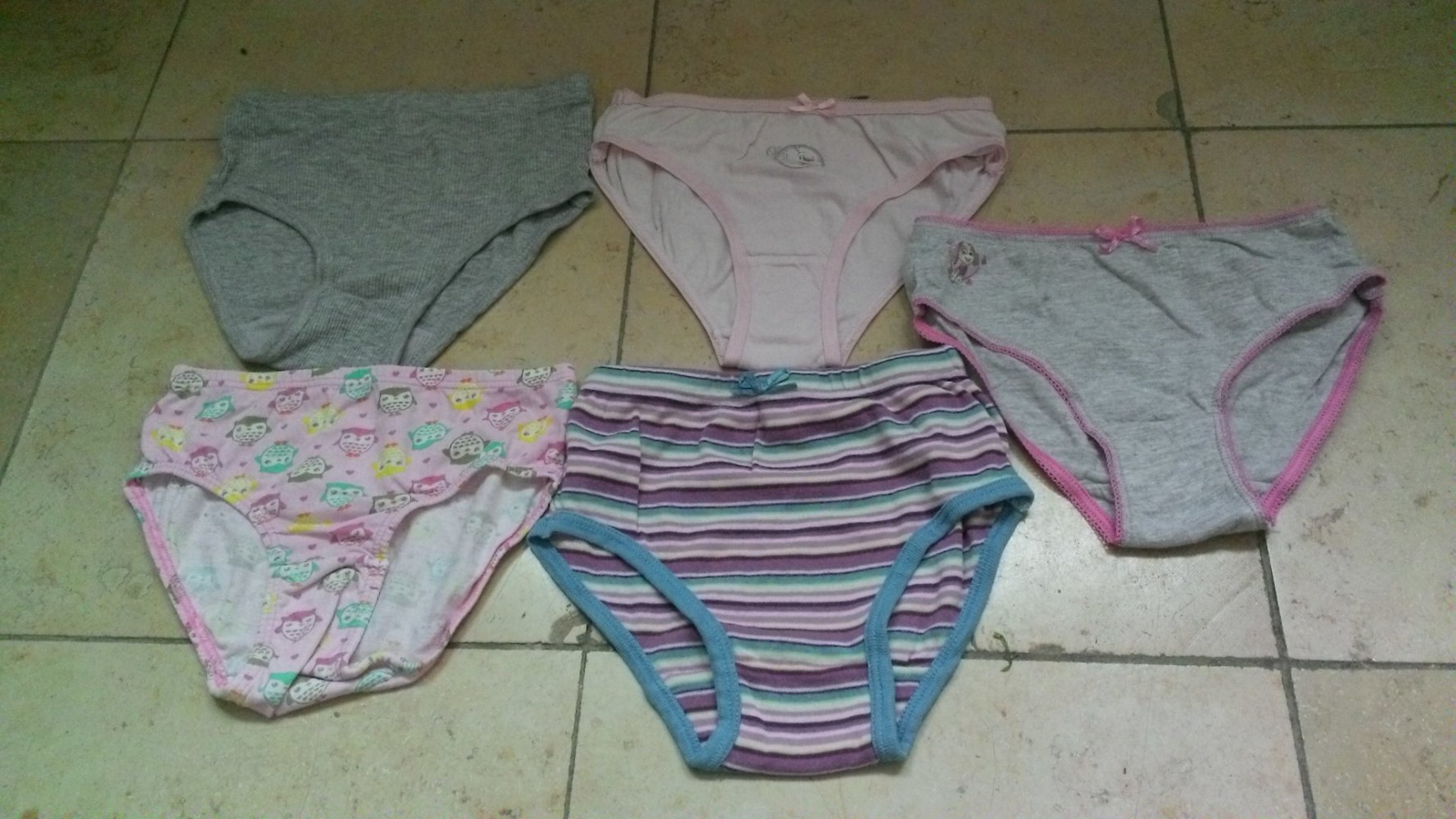 5 Unterhose, grau/pink/bunt, Größe 110/116