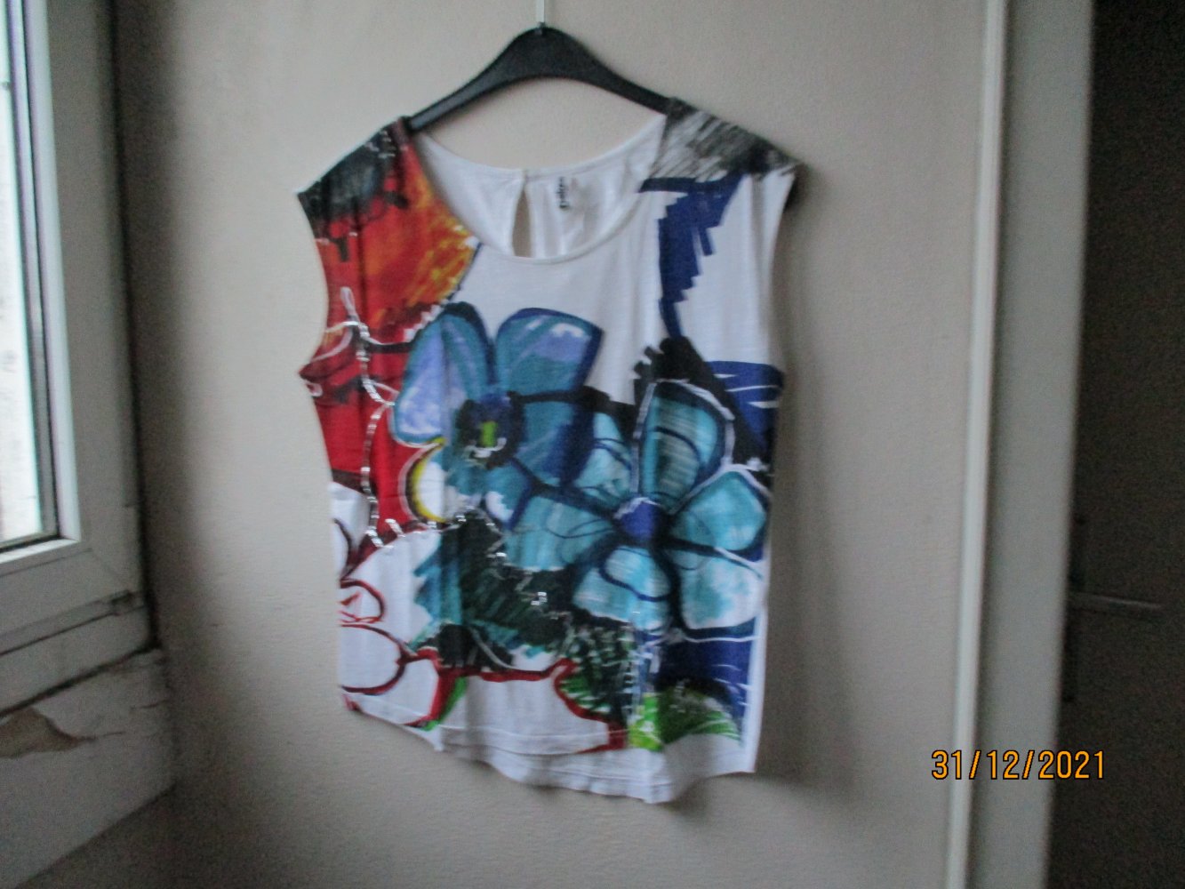 Shirt von Desigual, weiß/bunt, Größe S