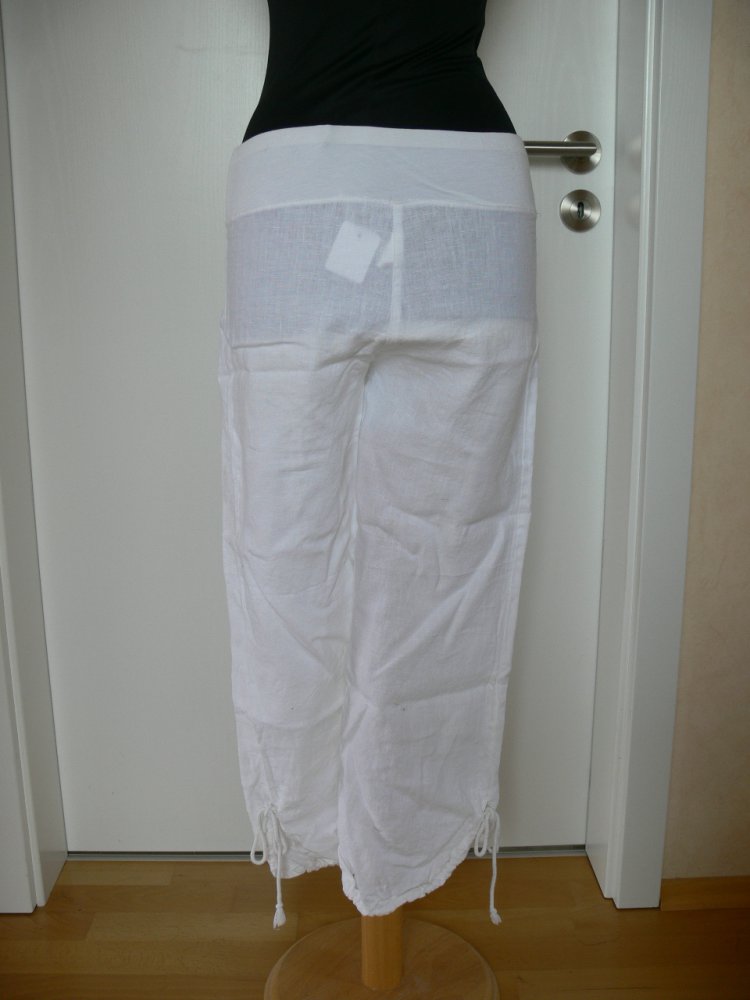 Sommerhose Leinen Größe S weiß 3/4 Hose NEU 