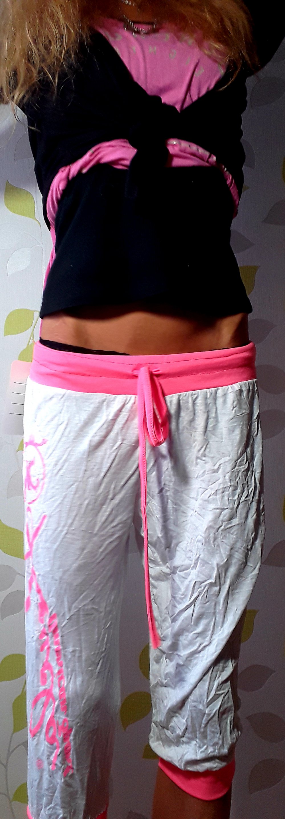 NEU! SeXy KouCla Jogginghose Weiß Neon Pink 36/38 XXL Print Sommer 