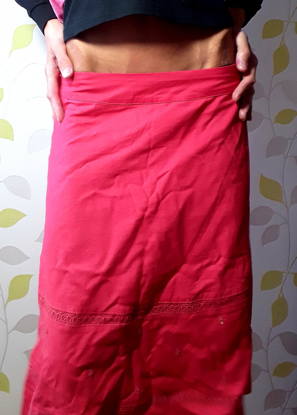 TOP! Traumhafter Vero Moda Pailletten Stickerei Leinen Rock Gr 34 XS 2 Lagig Lachs Coral