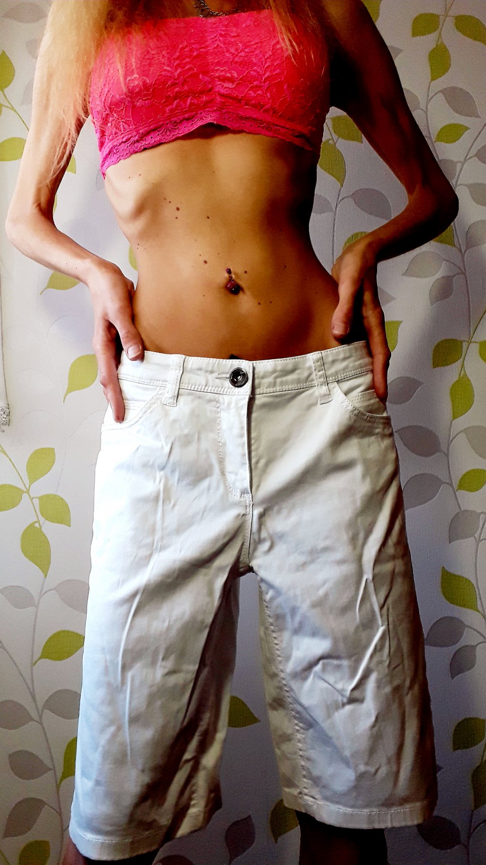 Trendy Street One Capri Slim Jeans Hose Gr 38 M Uni Basic Weiß 