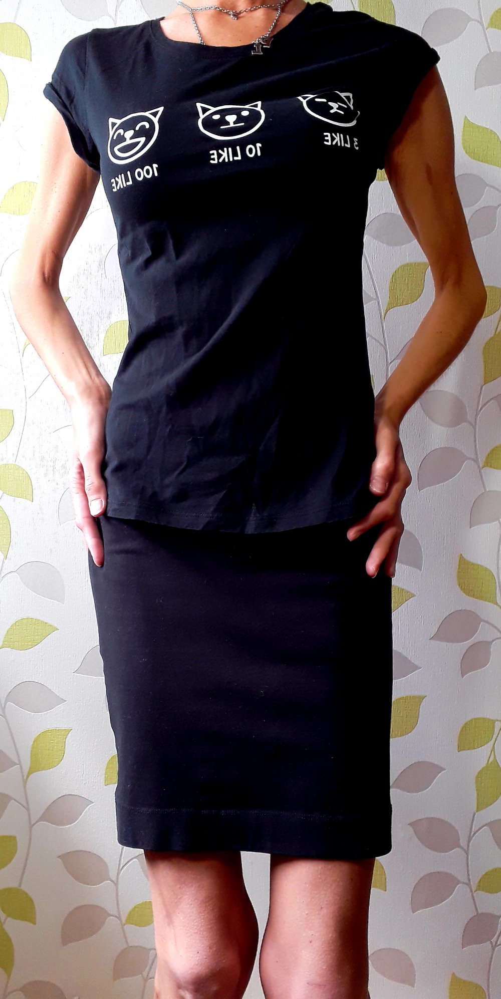 Süßes Terranova Like Print Kurzarm Shirt Schwarz Weiß Gr S 36 Sommer Black