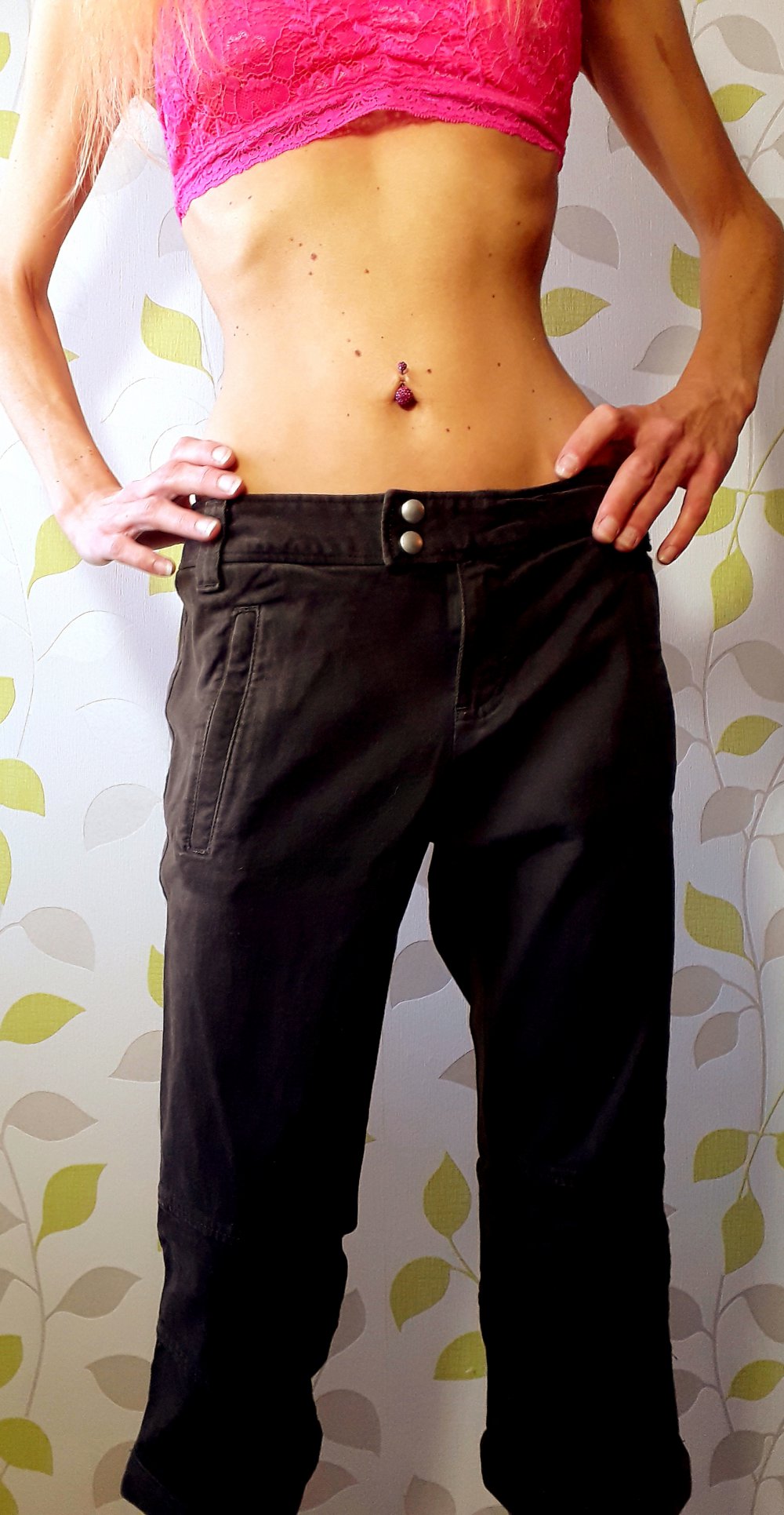 Elegante Sisley Capri Hose im Reiter Look Gr S Braun Druckknopf Einschubtaschen 