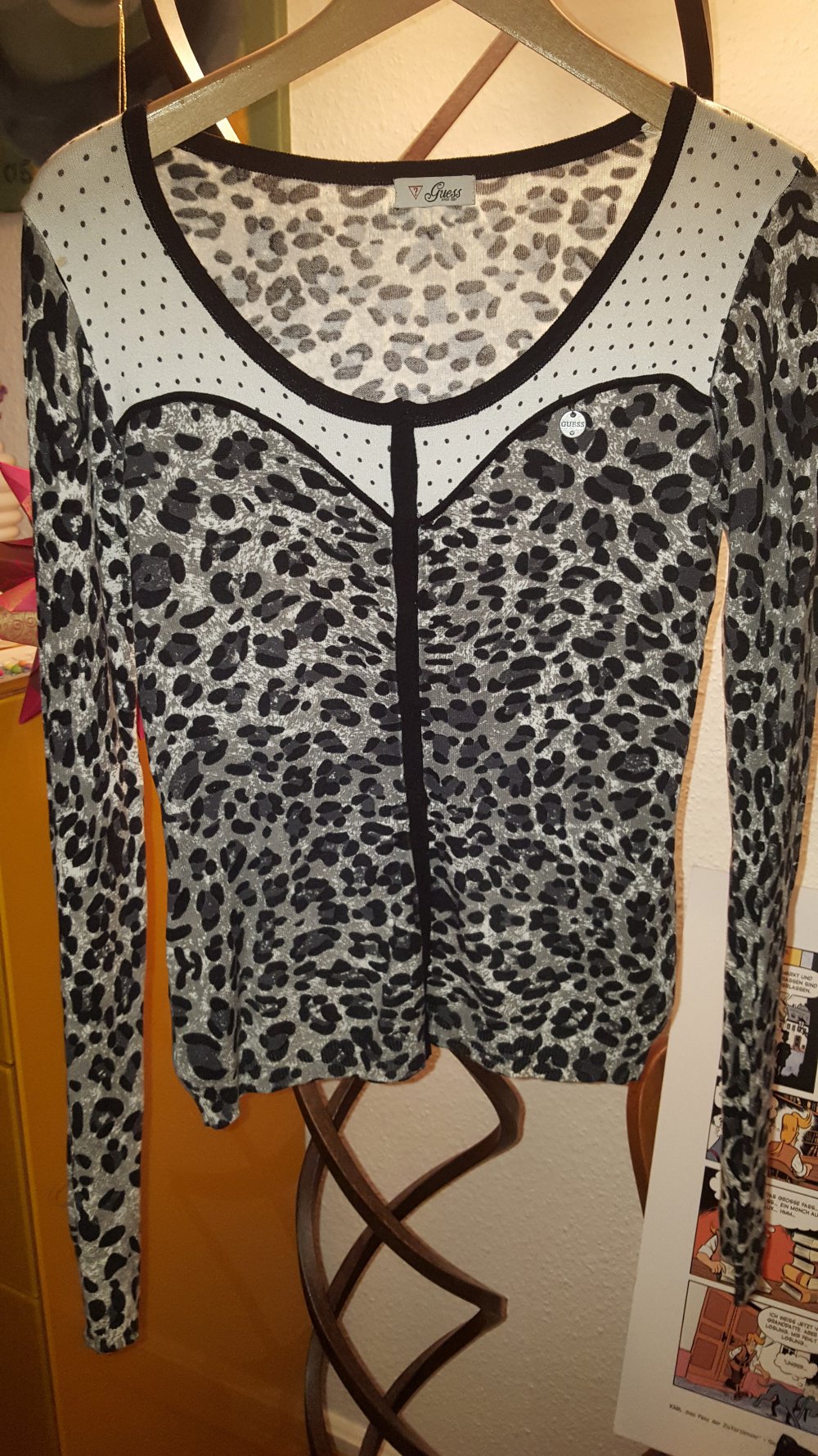 Guess Cardigan Animalprint, schwarz /grau weiss EU Größe 32 *neu*