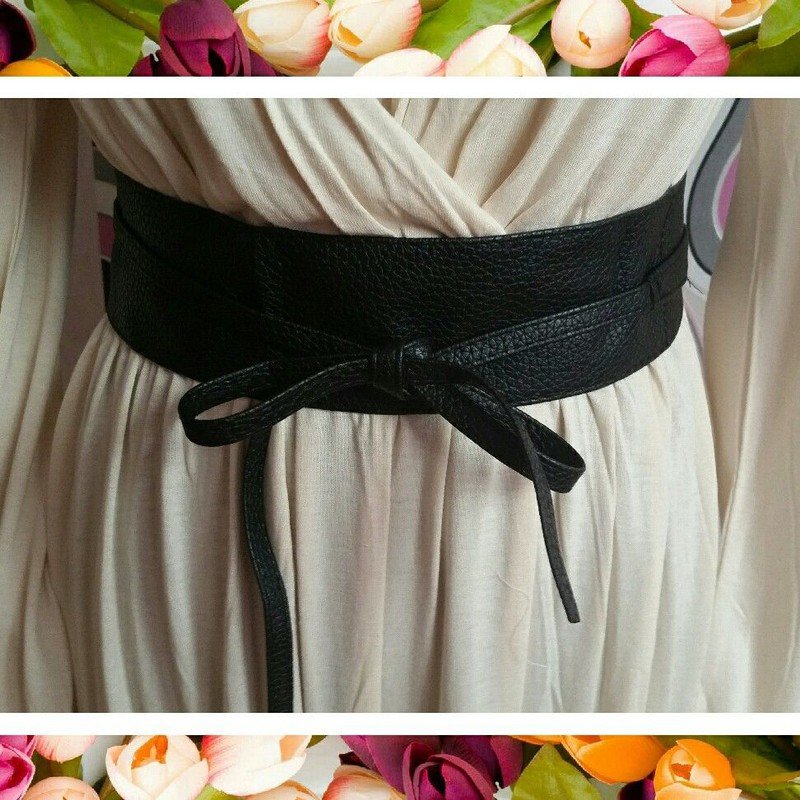 Eleganter Bindegürtel in Leder Look Schwarz. Kostenloser Versand !!!