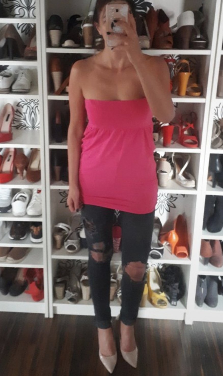 schulterfreier Top in dem angesagten Pink