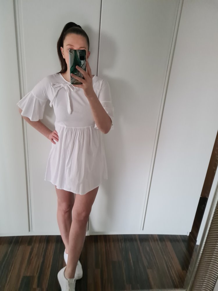 Weißes Baumwollkleid Made in Italy. Unikat