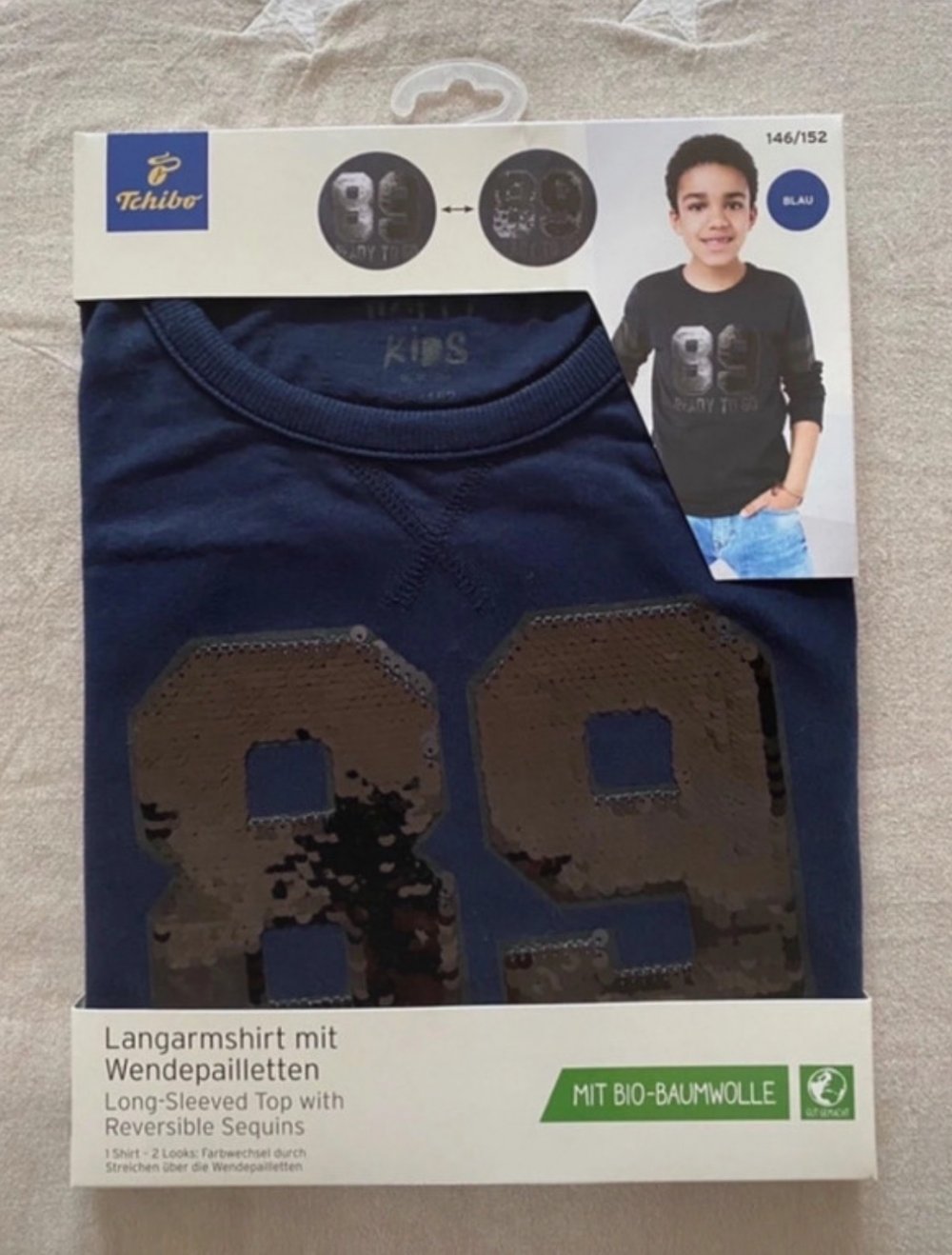 NEU Tchibo Kids Shirt Gr. 146/152 Wende-Pailetten