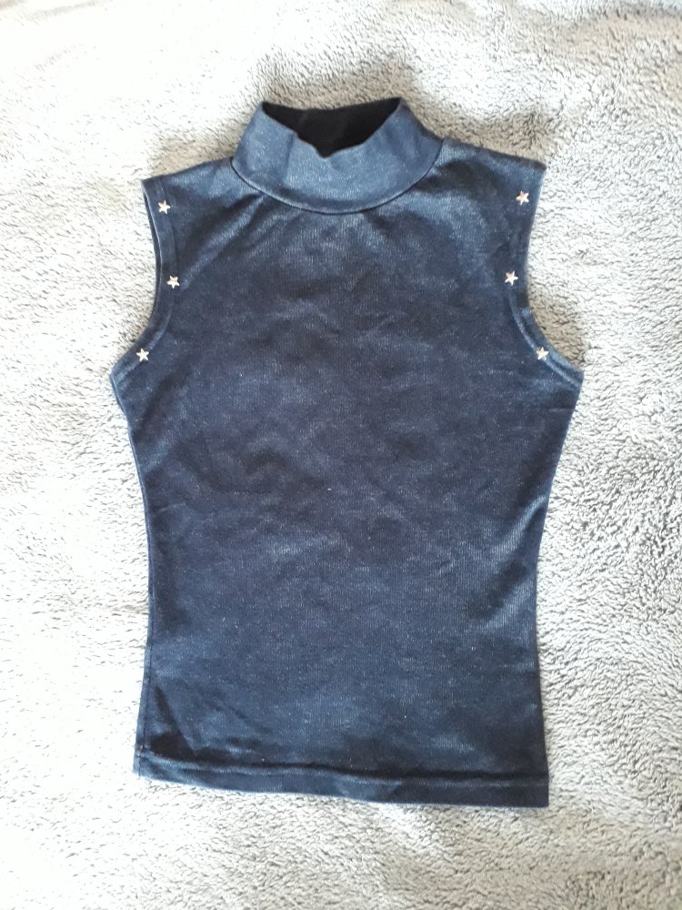 Top in Jeanslook mit kurzem Stehkragen