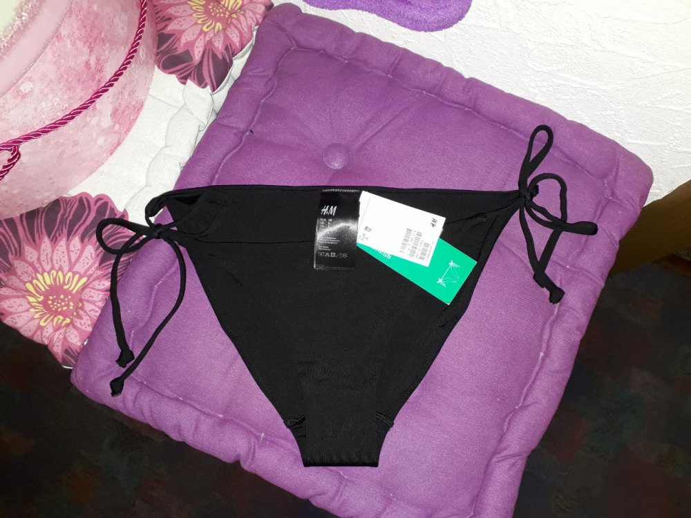 Schwarze Bikinihose neu mit Etikett, zum Binden, einfarbig