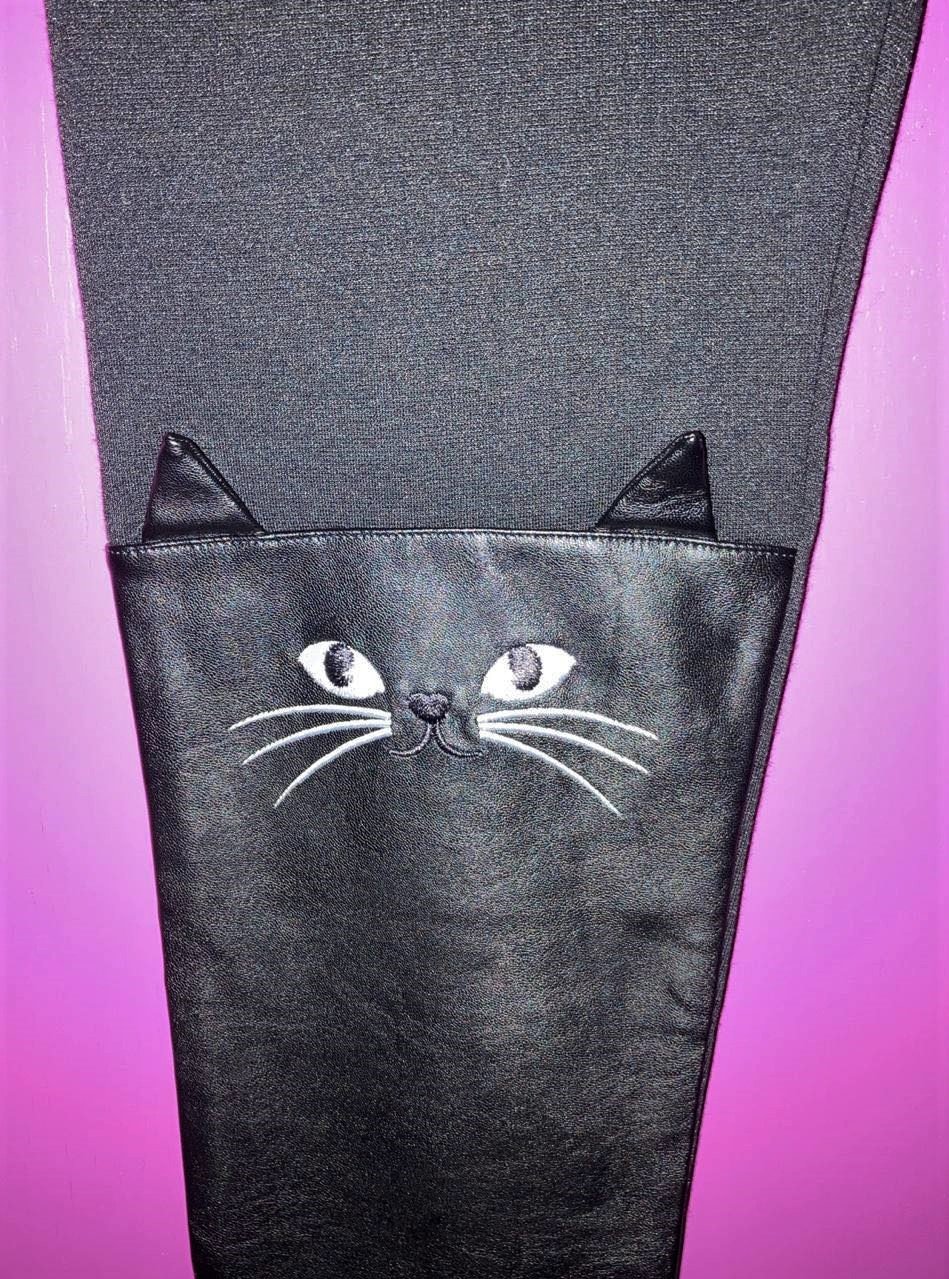 Schwarze Leggings mit Katzenmotiv  // Halloween // Fasching