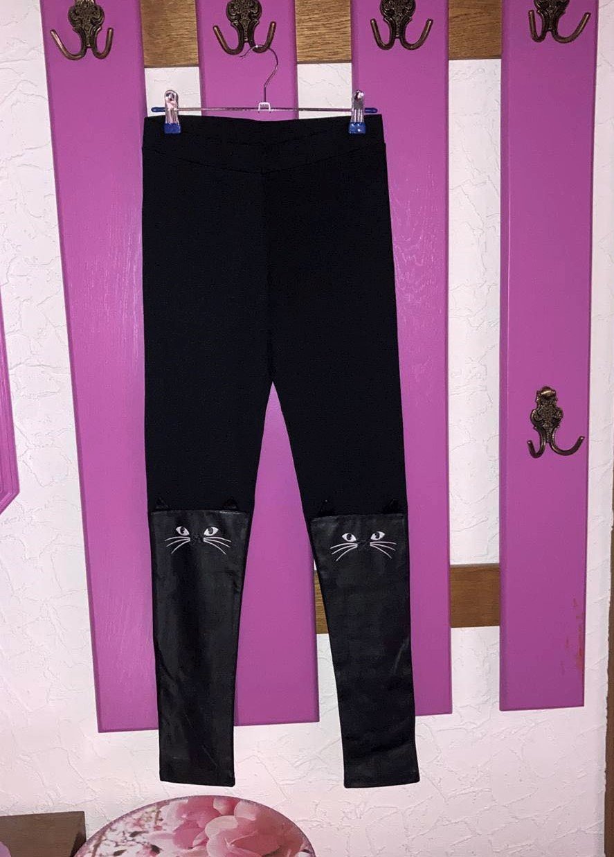 Schwarze Leggings mit Katzenmotiv  // Halloween // Fasching