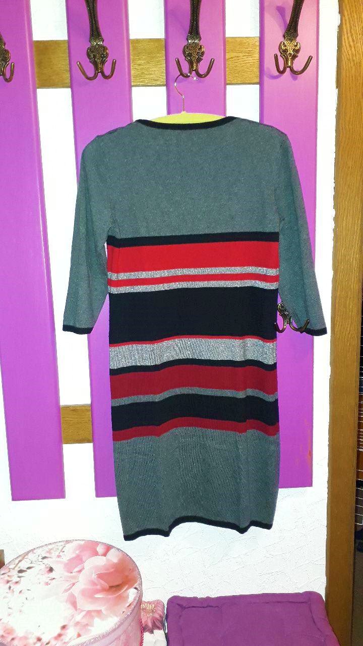 Gestreiftes Shirtkleid mit Metallicgarn