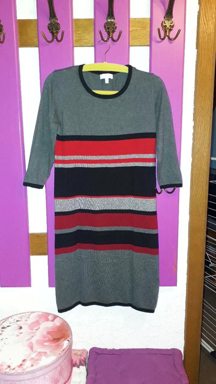 Gestreiftes Shirtkleid mit Metallicgarn