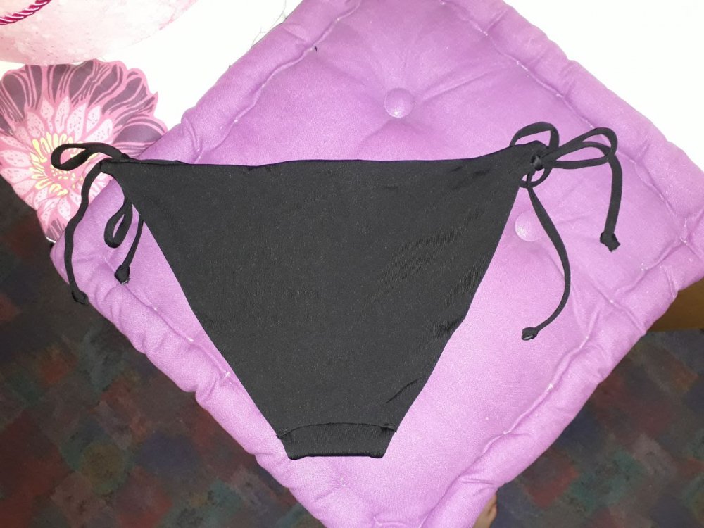 Schwarze Bikinihose neu mit Etikett, zum Binden, einfarbig