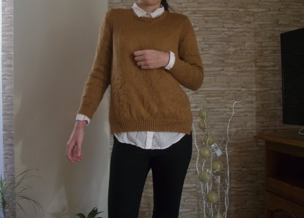 NEU PULLOVER STRICK LONGSLEEVE LANGÄRMLIG SCHLITZE 34/XS OBERTEIL CAMEL KUPFER