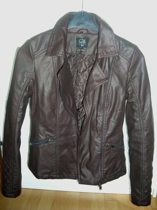 NEU LEDERJACKE BIKERJACKE JÄCKCHEN LANGÄRMLIG DUNKELBRAUN XS/34 UNGETRAGEN