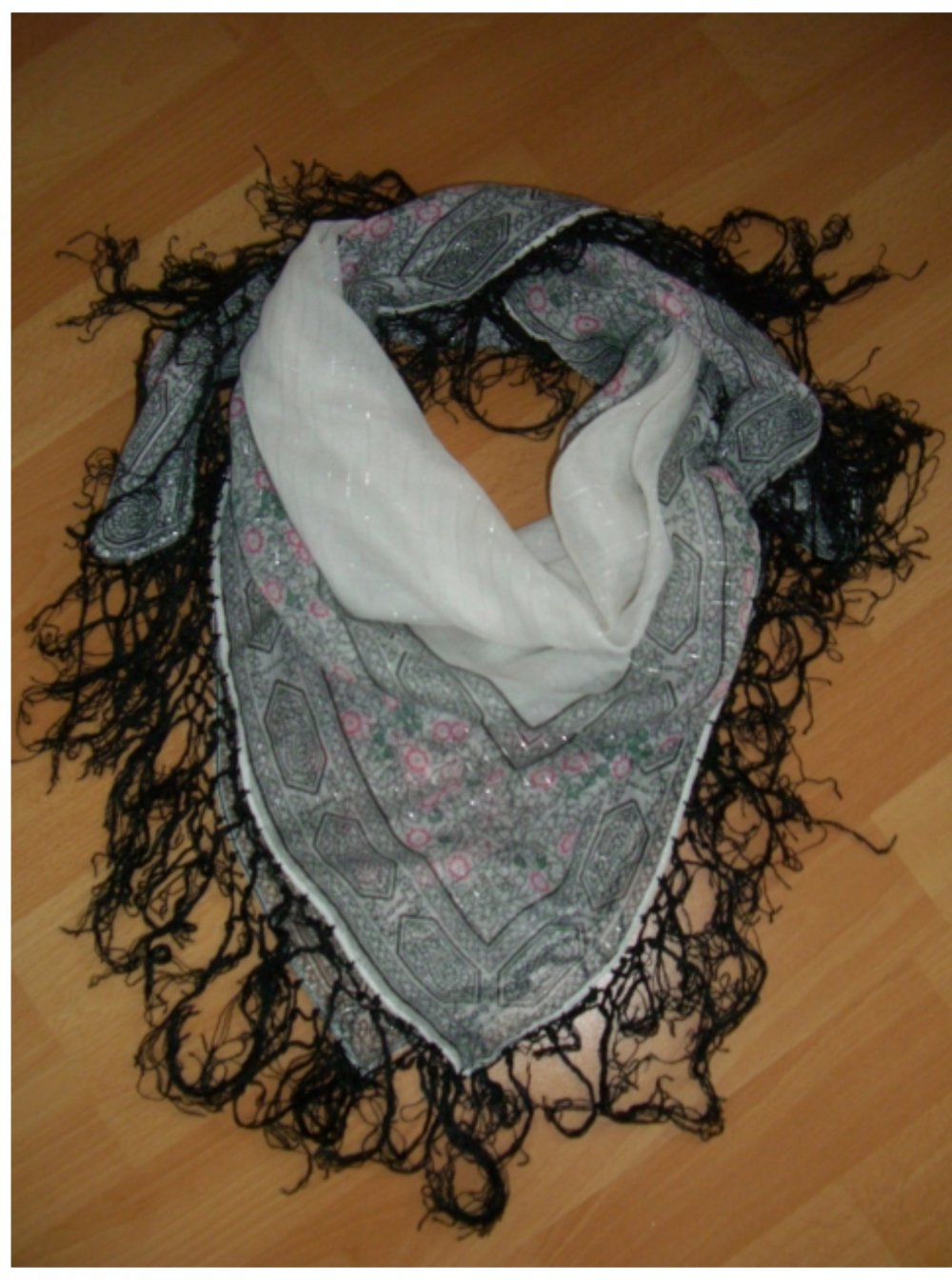 TUCH SCHAL KOPFTUCH GEMUSTERT FRANSEN FLORAL BOHO 
