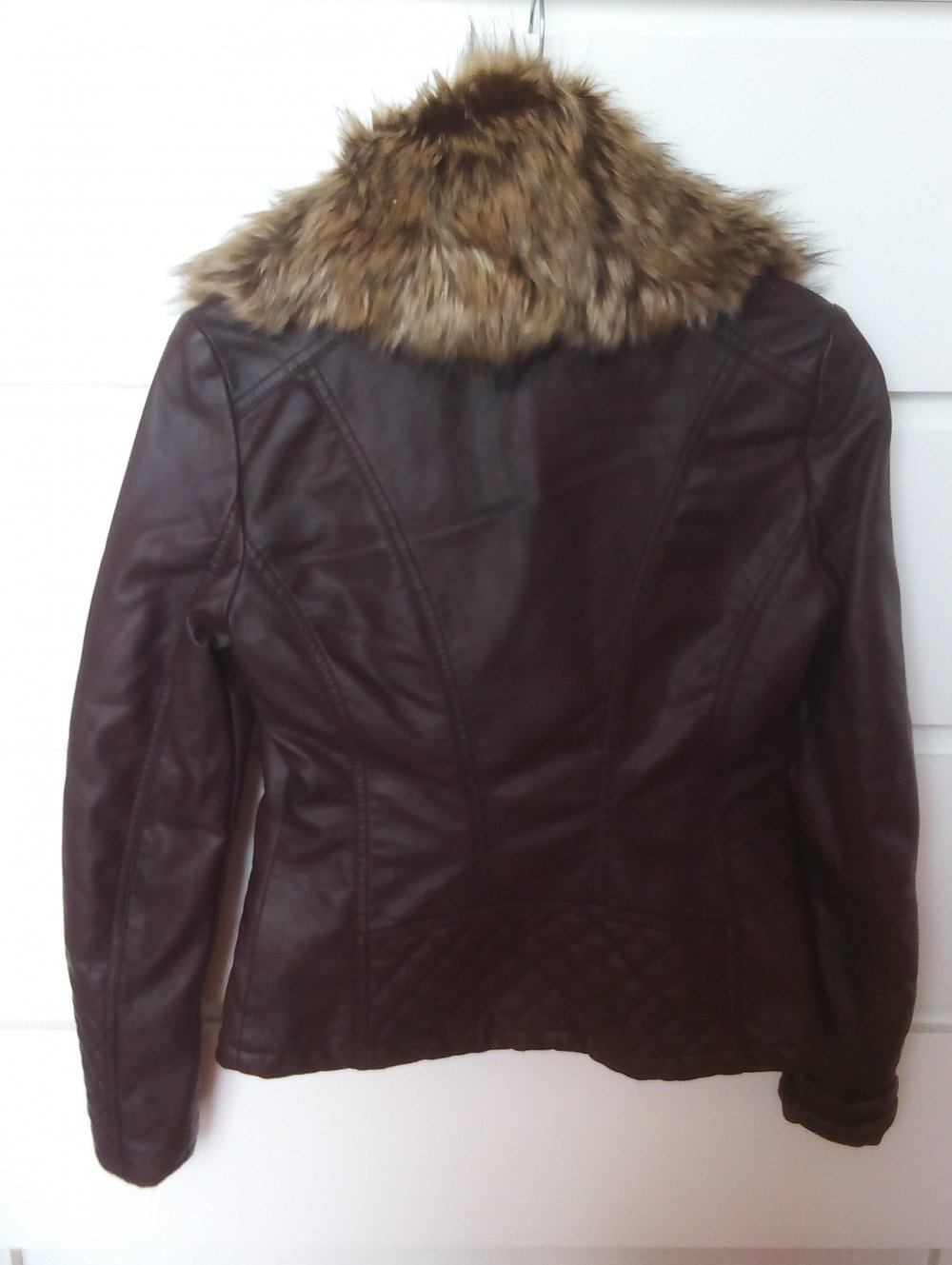 NEU LEDERJACKE BIKERJACKE JÄCKCHEN LANGÄRMLIG DUNKELBRAUN XS/34 UNGETRAGEN