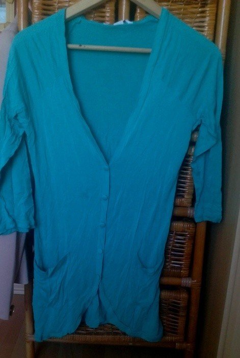 Cardigan Weste Überzieher langärmlig petrol türkis lässig casual 36/S 5€
