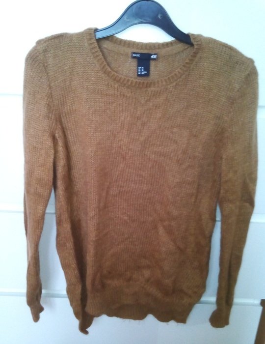NEU PULLOVER STRICK LONGSLEEVE LANGÄRMLIG SCHLITZE 34/XS OBERTEIL CAMEL KUPFER