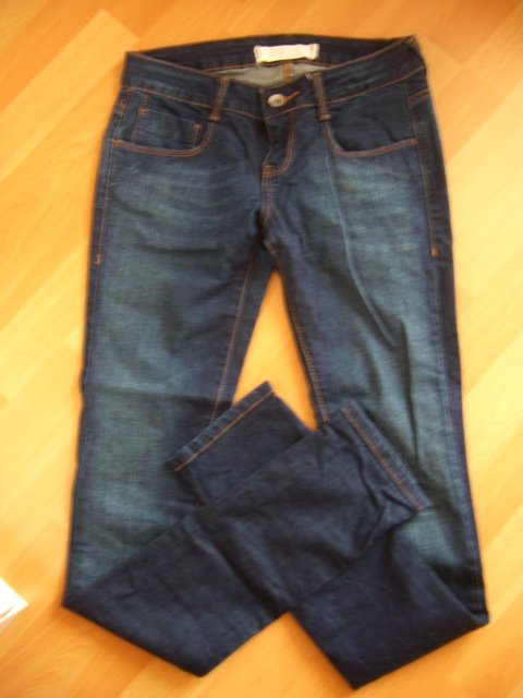 Zara Röhrenjeans Röhrenhose Waschung skinny darkblue 36/S