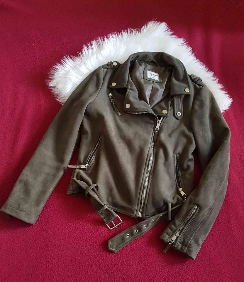 Schöne Wildlederjacke Bikerstil gr 36/s