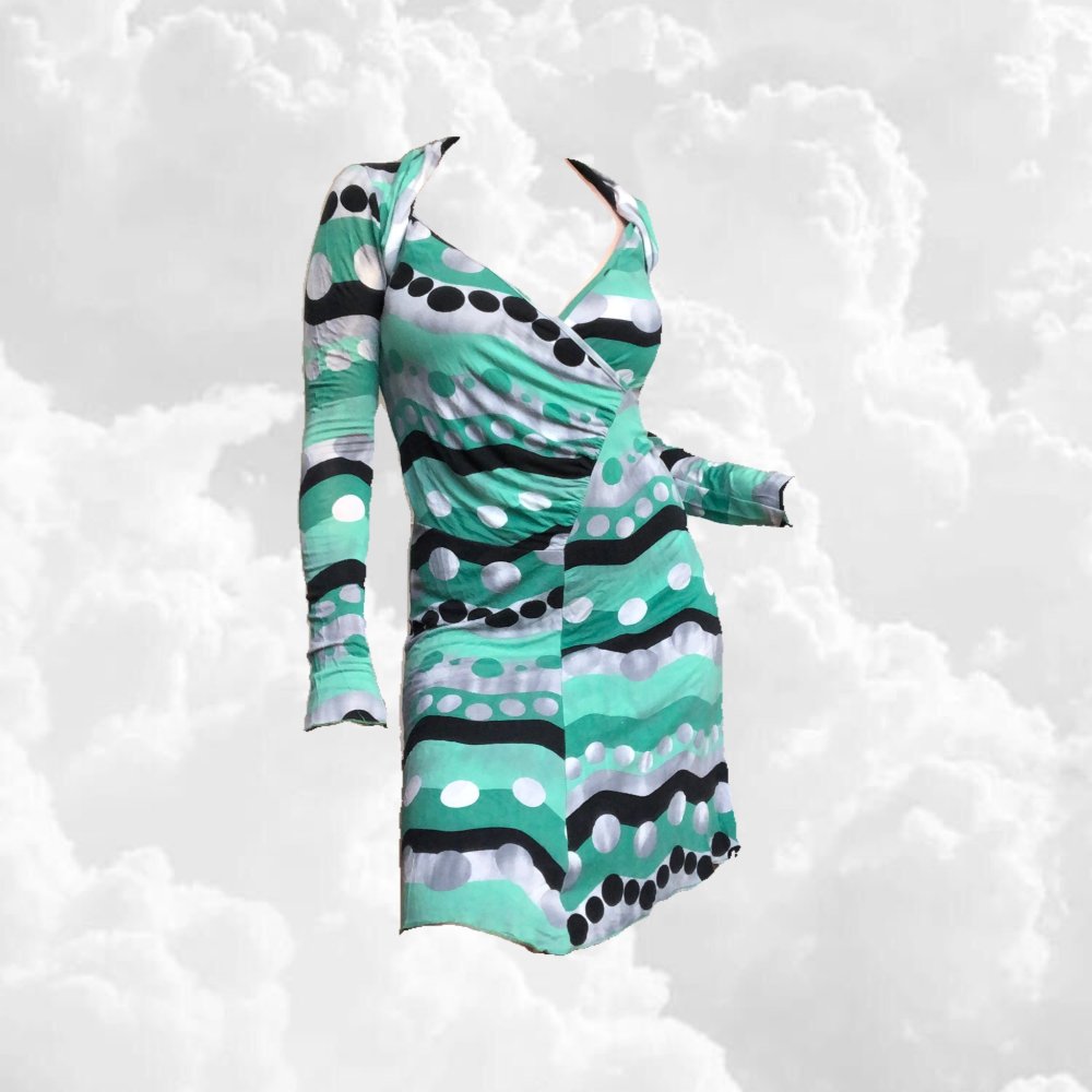 Vintage Langarmkleid mit Muster