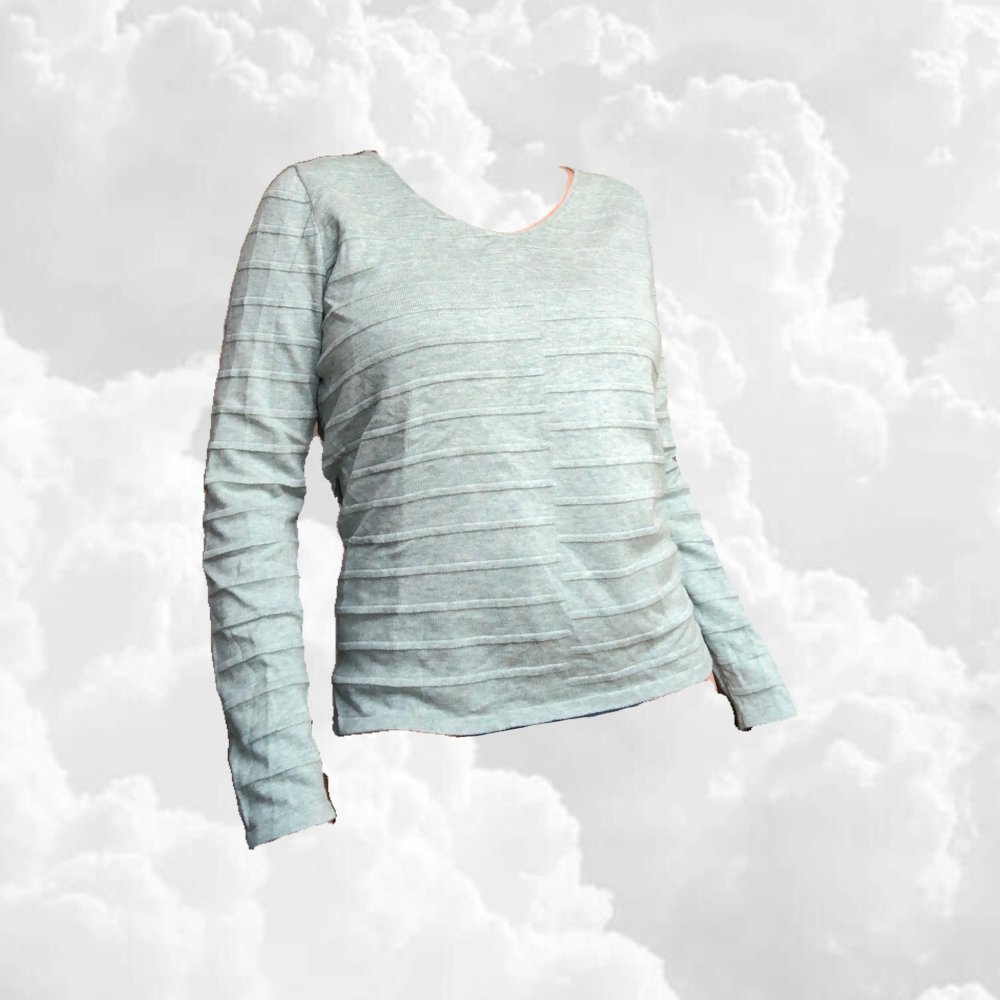 Dicker mintgrüner Pulli mit Streifen