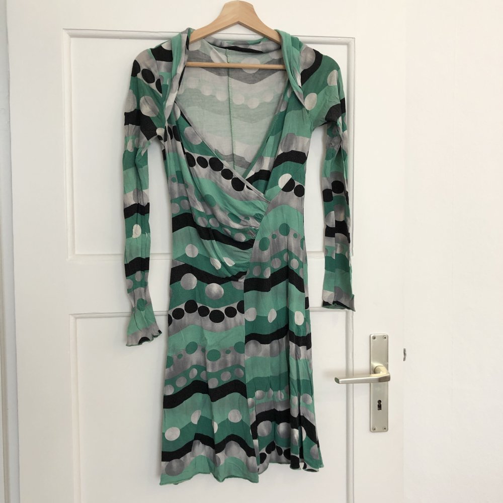 Vintage Langarmkleid mit Muster