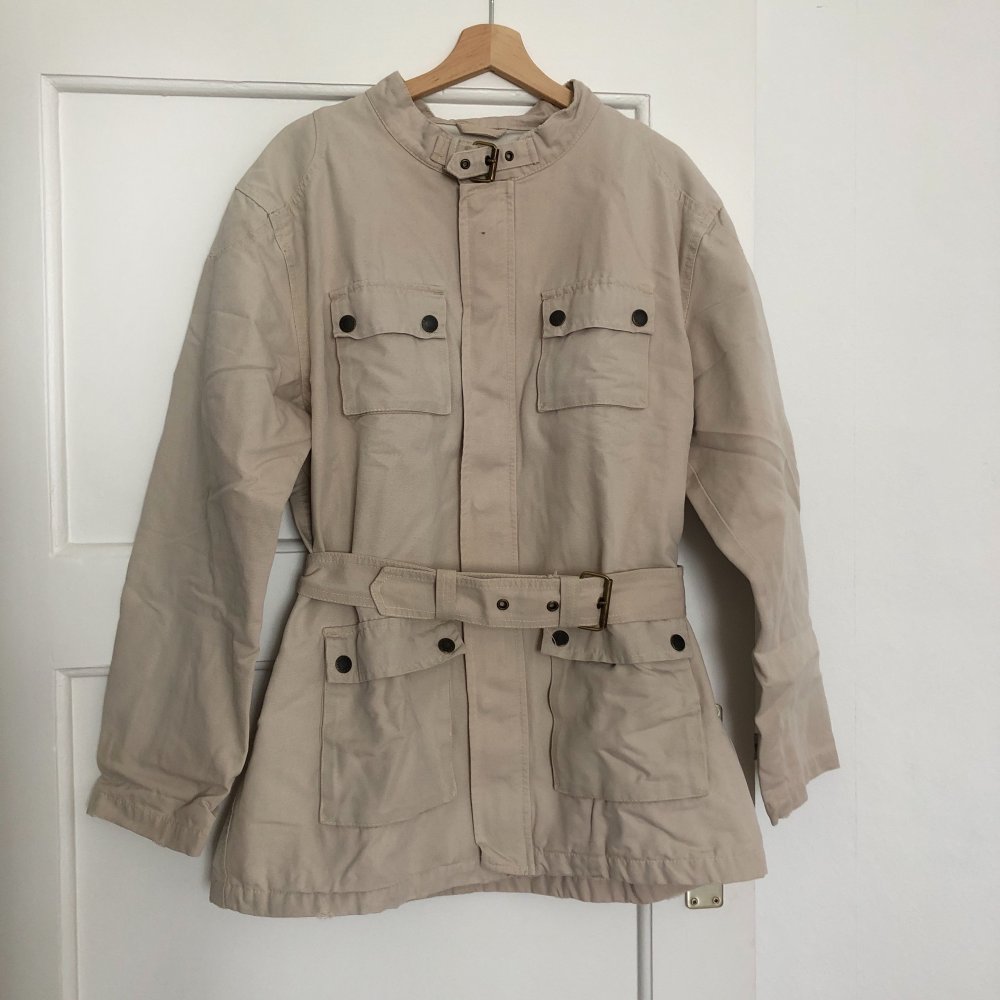 Dicke, robuste vintage denim Jacke mit Gürtel