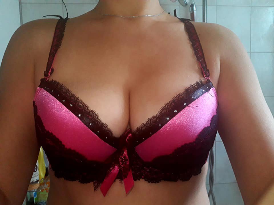 BH Push up BH Gr.80 B pink Glitzer mit Spitze und Bügel sexy