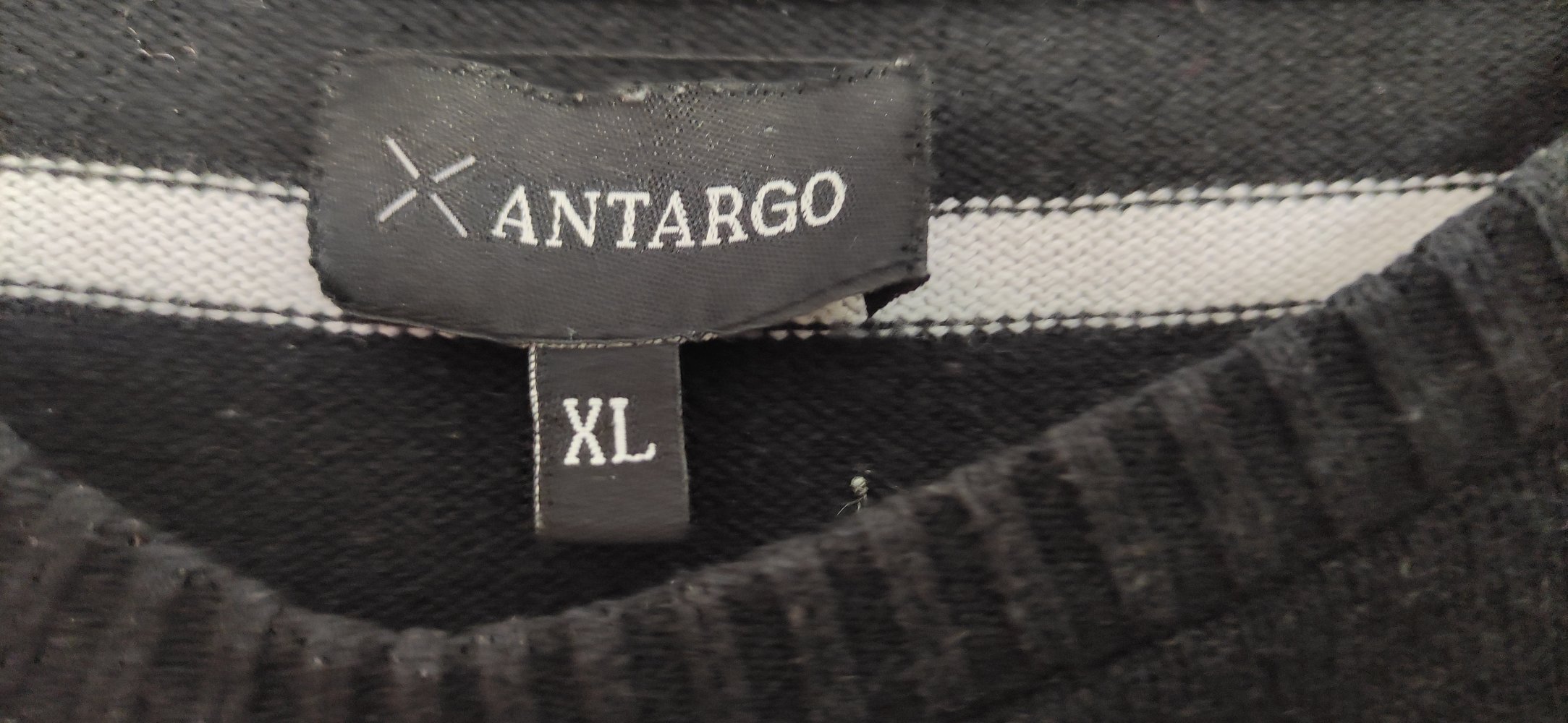 Antargo Pullover Wolle Sommer Schwarz m. weißen Streifen XL