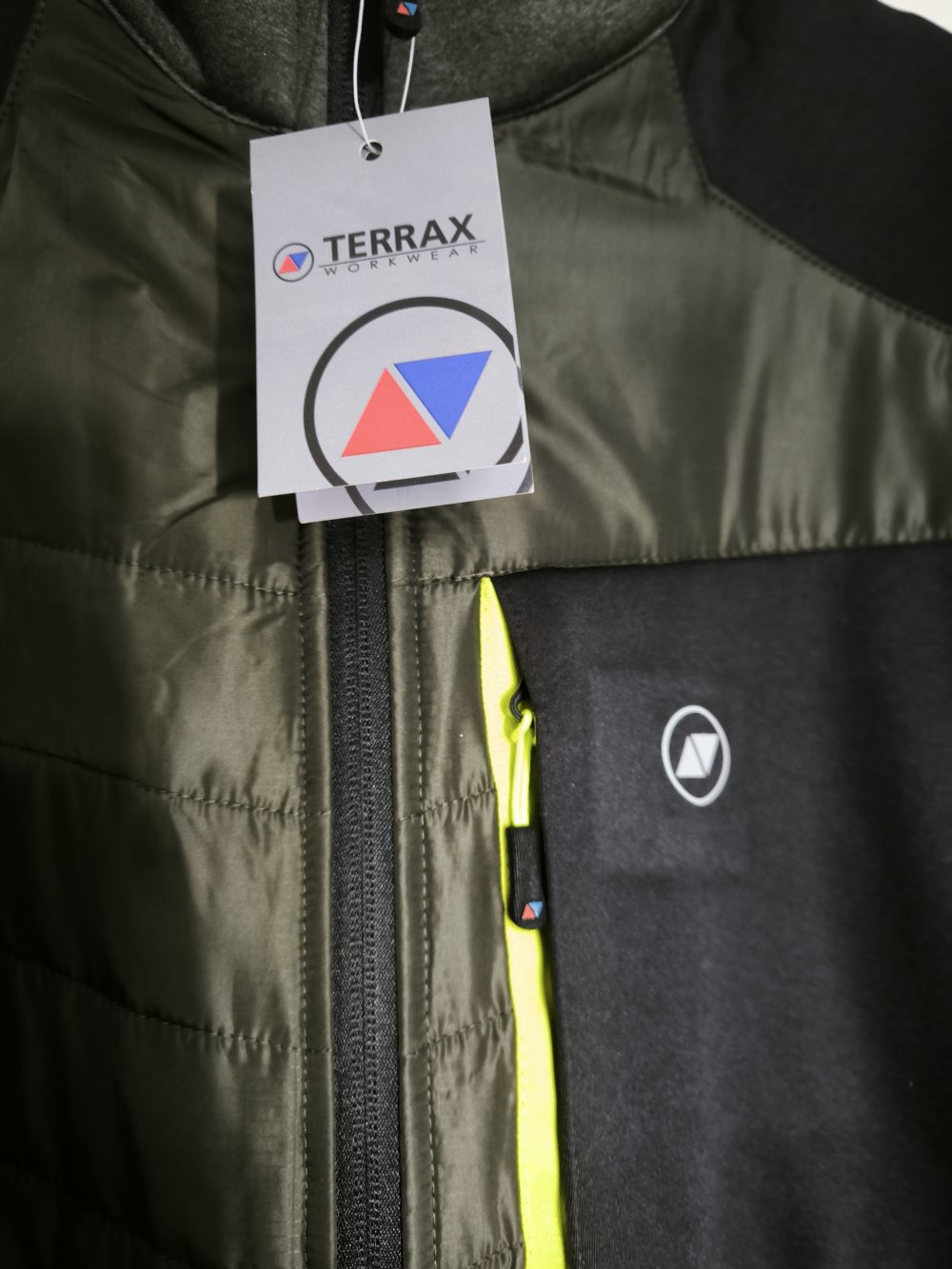 Terrax Workwear Herren Hybridjacke Steppjacke Dark Green Lime L stilvoll robust NEU ungetragen