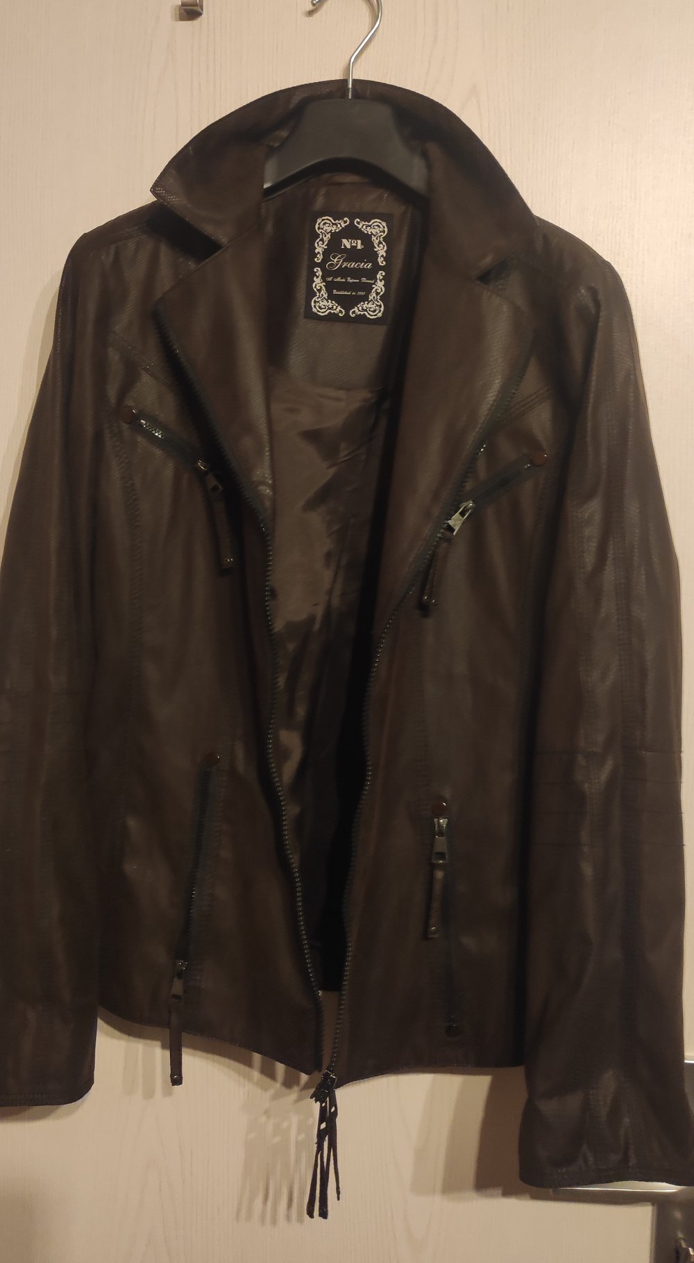 No1 by Graccia coole modische Jacke Damenjacke dunkelbraun Lederoptik Gr. S 38