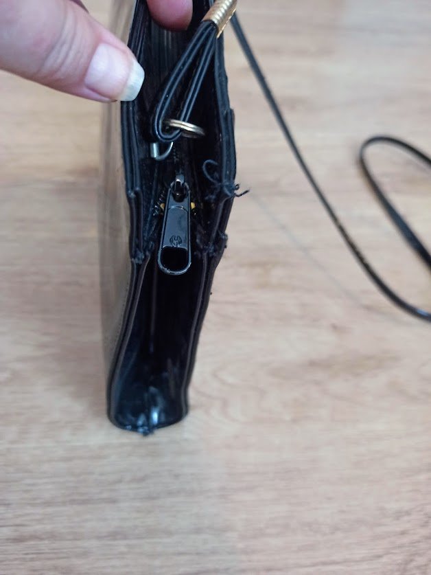 Schöne Lack-Leder Tasche braun/schwarz