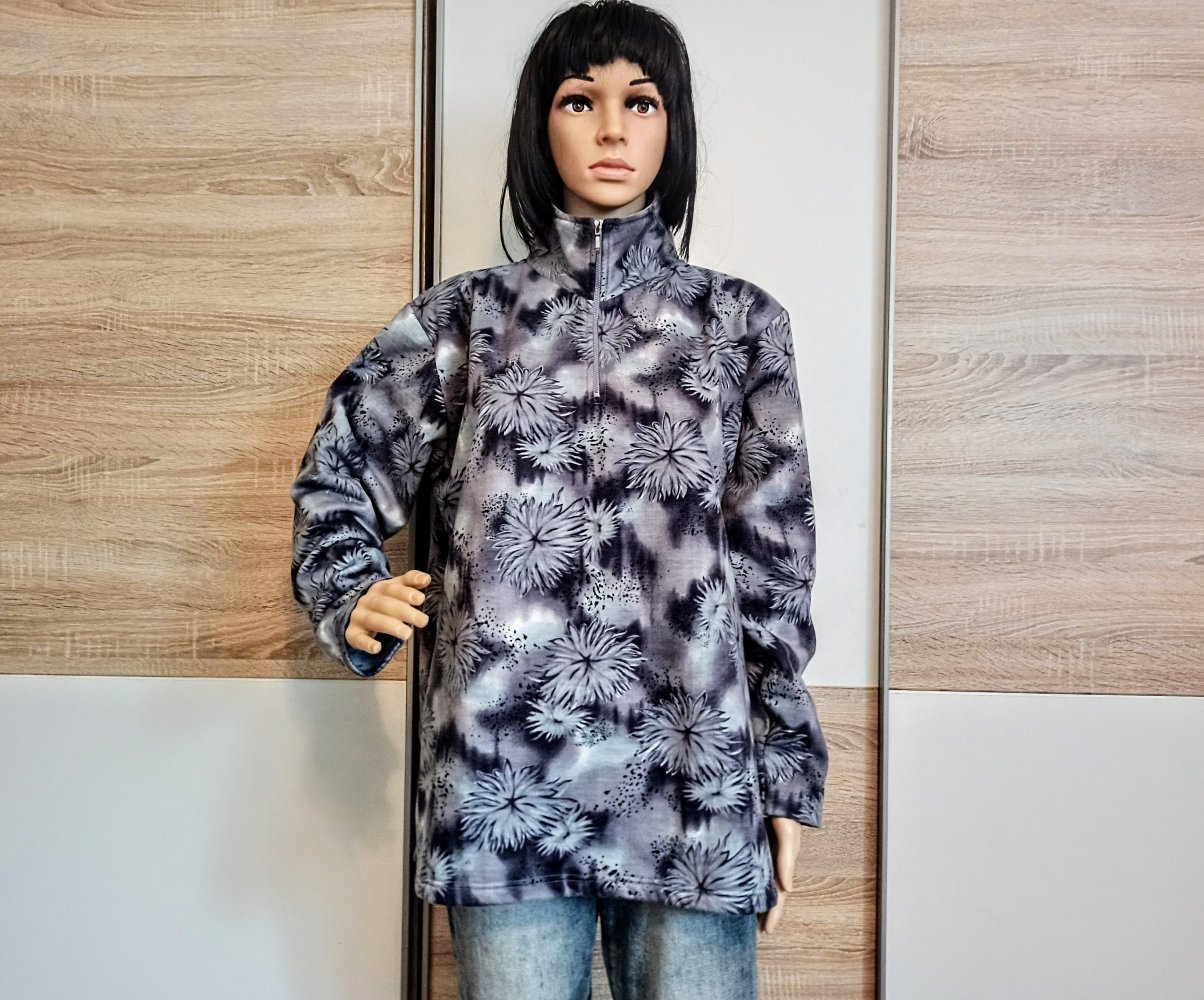 Schöner Hoodie-Pullover in grau/lila von New Fashion