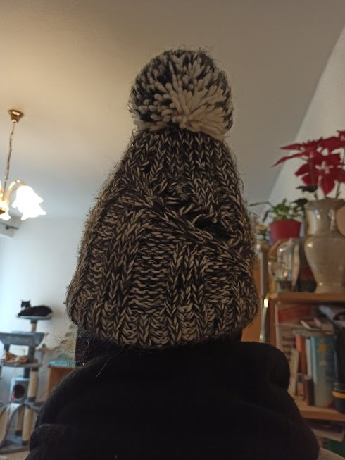 Schöner Mütze mit Schal Grau/Schwarz 
