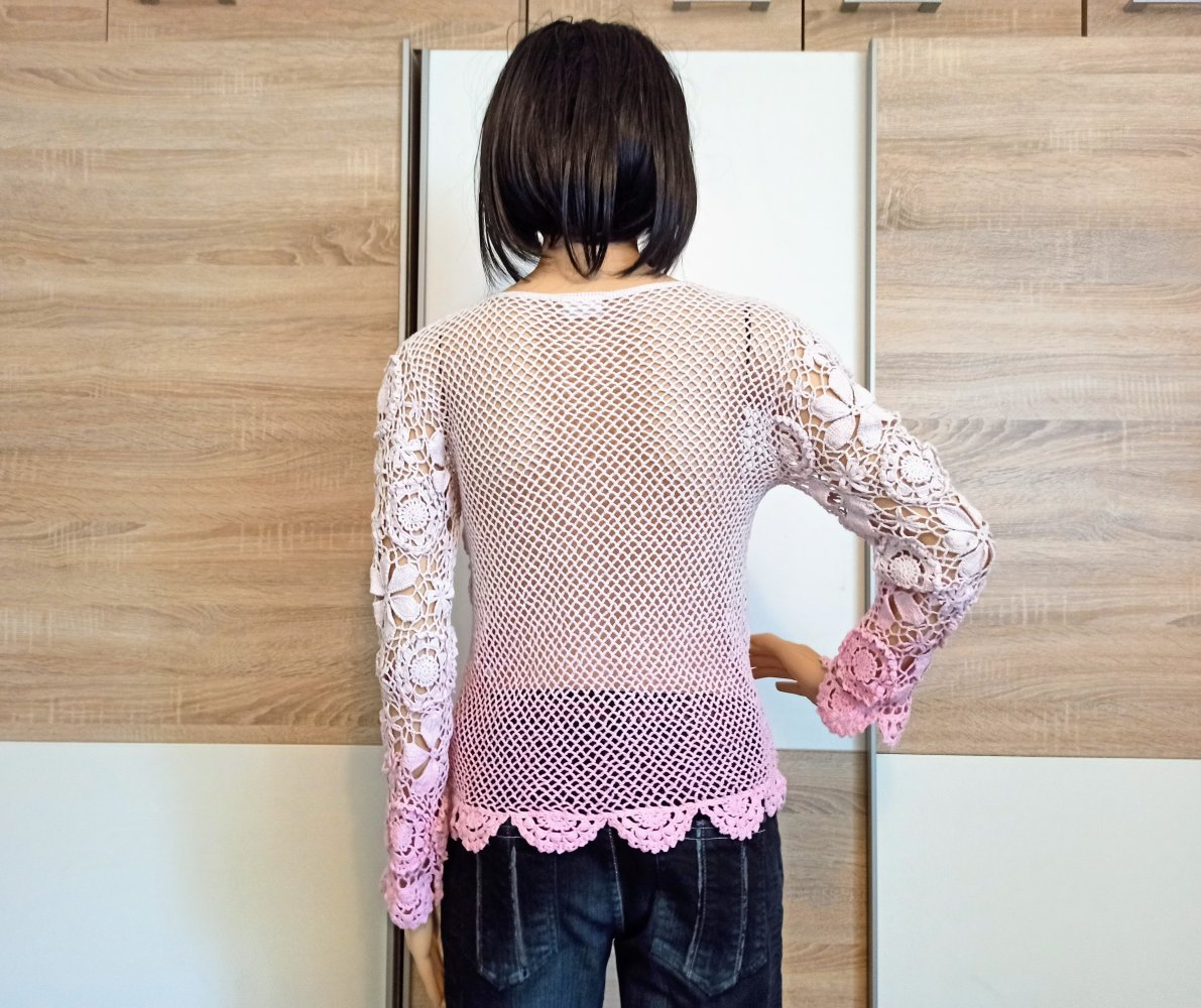 Schöner Spitzen-Pullover in rosa/weiß von Togehter