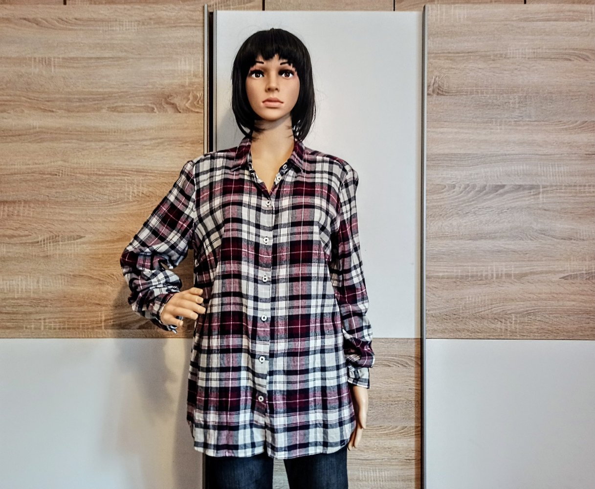 Schöne karierte Bluse bordo/weiß von Adagio
