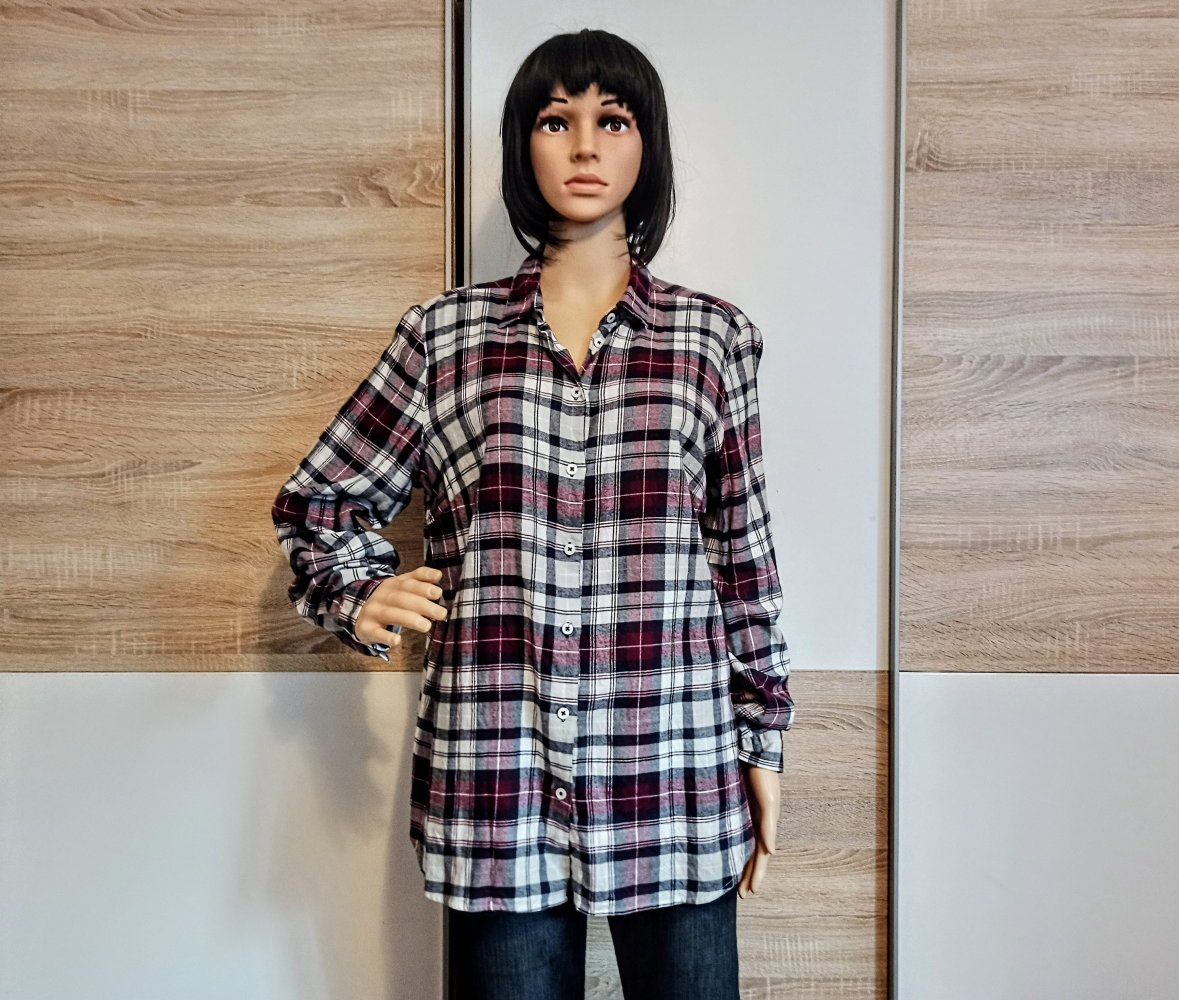 Schöne karierte Bluse bordo/weiß von Adagio