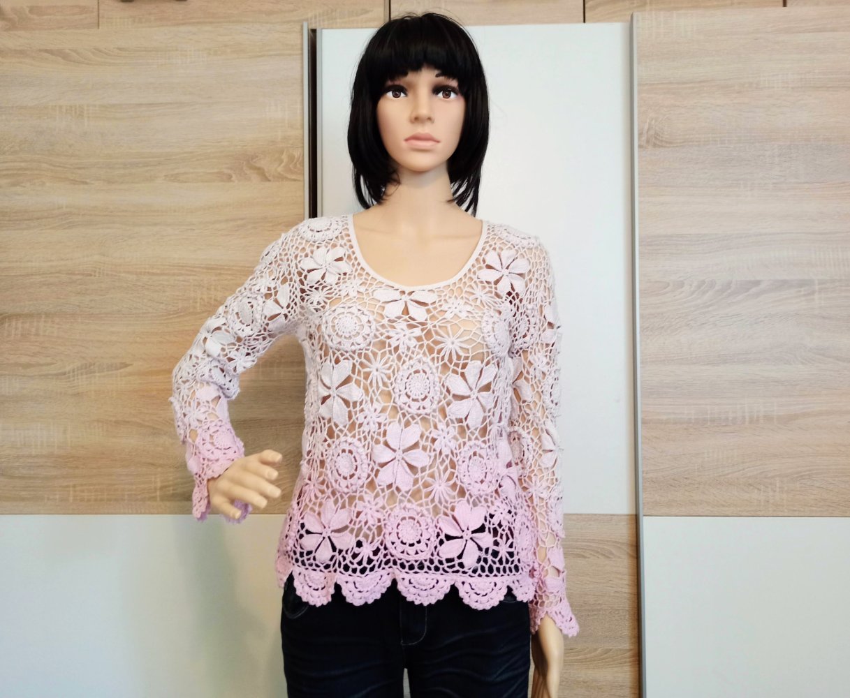 Schöner Spitzen-Pullover in rosa/weiß von Togehter
