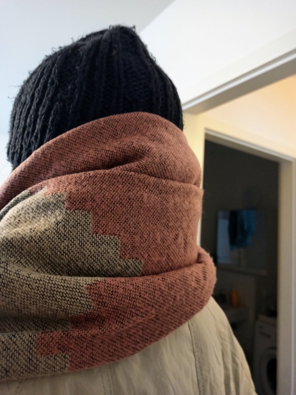 Schöner Mütze mit Schal blau/beige/grau