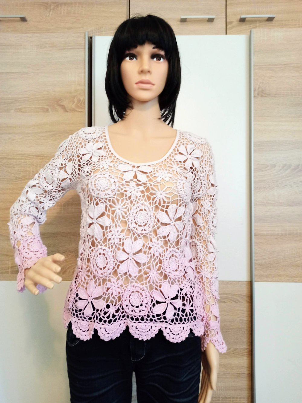 Schöner Spitzen-Pullover in rosa/weiß von Togehter