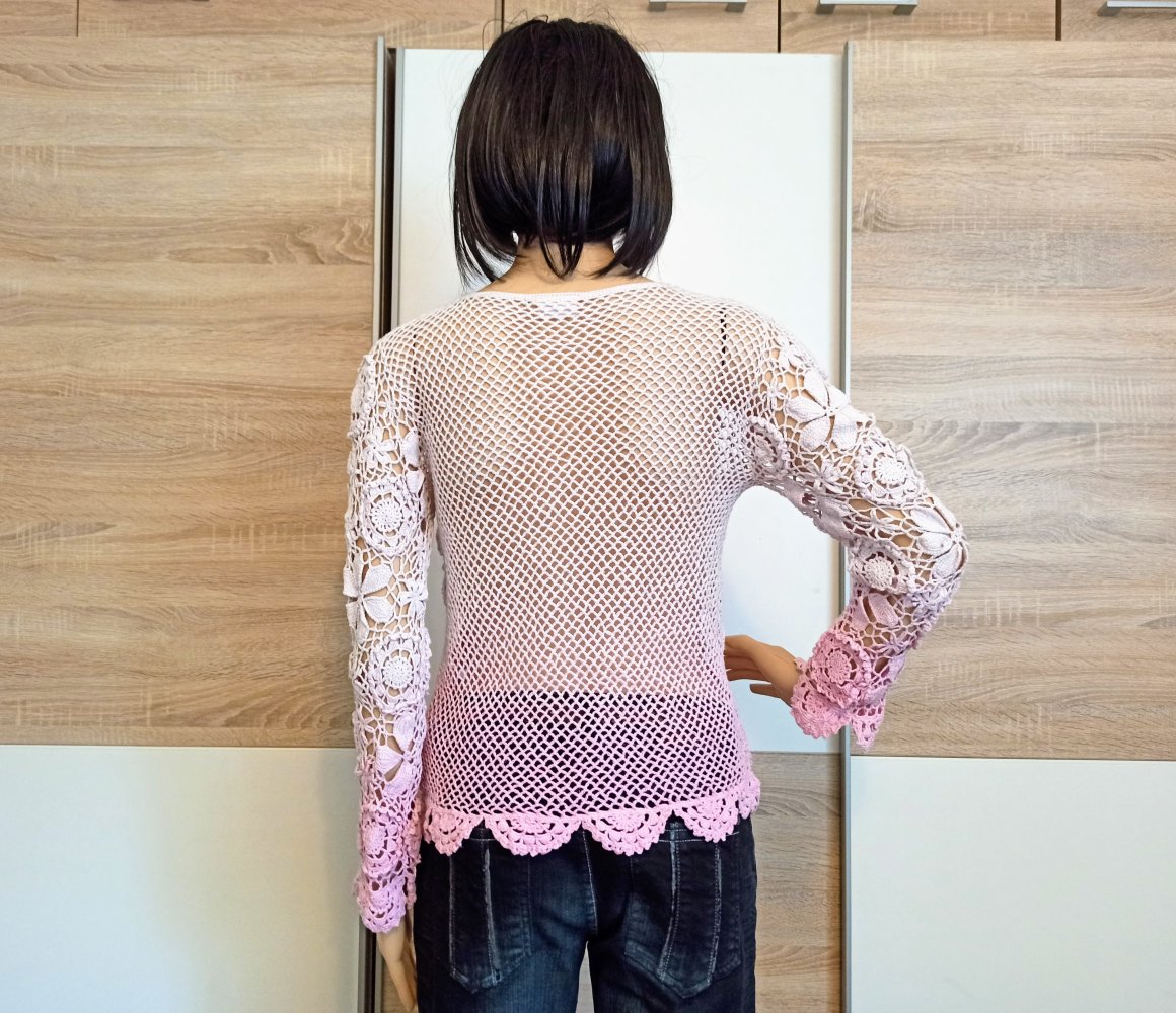 Schöner Spitzen-Pullover in rosa/weiß von Togehter