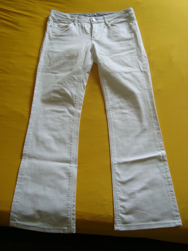 lange Hose, Damen, Jeans, weiß, Gr. 28, H&M