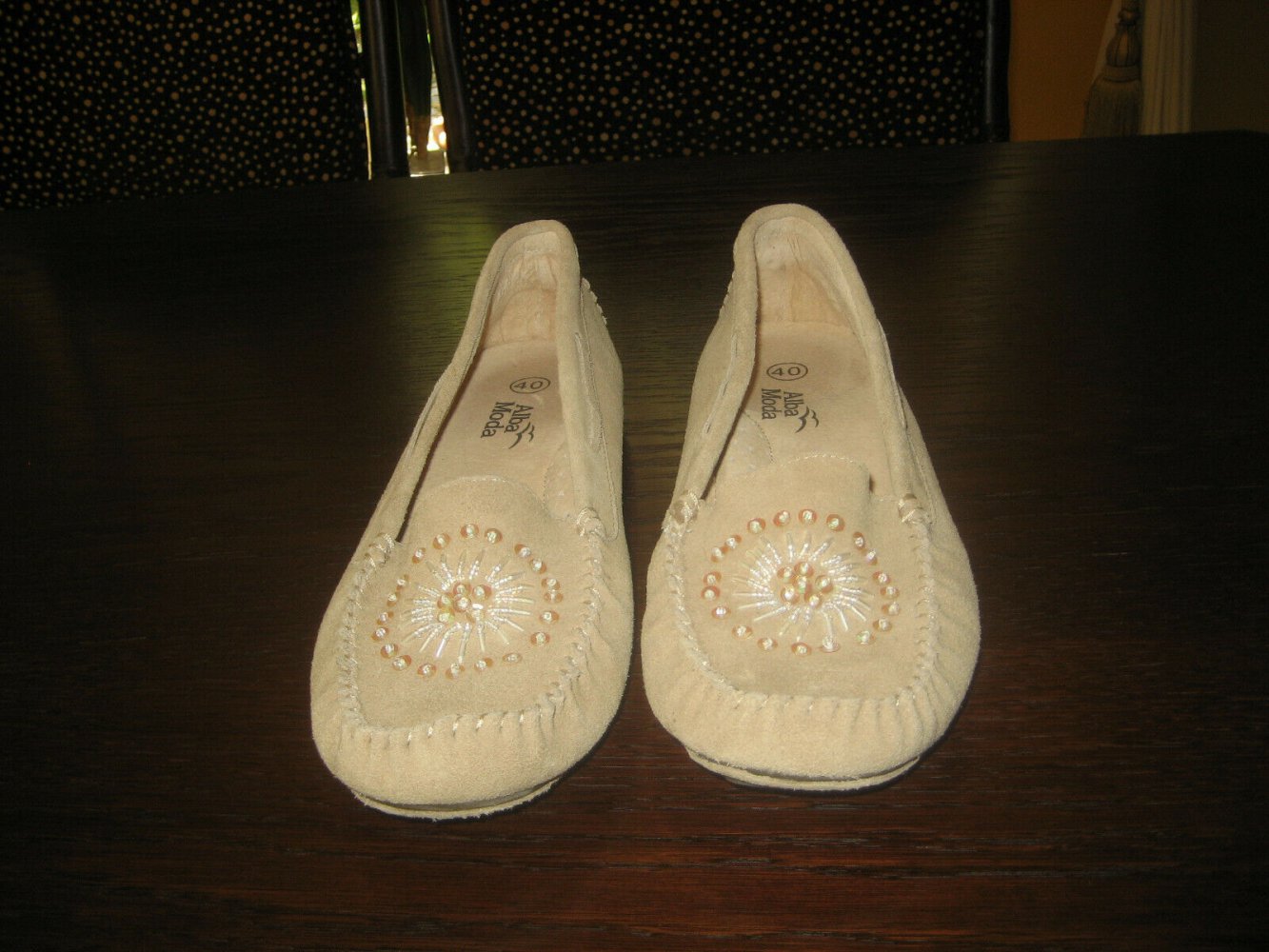 Damen Leder-Mokassin von Alba Moda, Größe 40, Farbe sandbeige