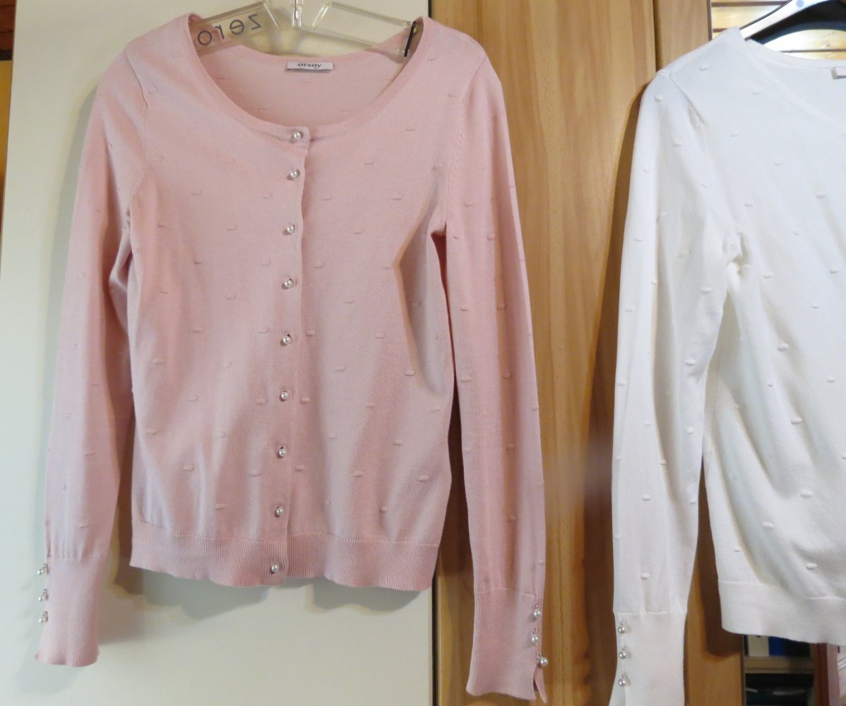 Schönes 2-er Set Cardigan/Weste,Weiß&Altrosa,Perlen,Orsay,M/L,NEU